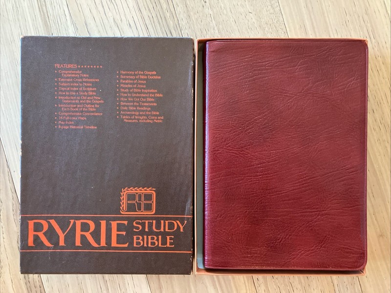 Ryrie Study Bible NIV 1984 Genuine Cowhide Leather In Box Red Letter Moody 1986