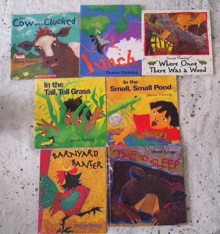 Lot of 7 Picture Books by Denise Fleming Grass, Pond, Barnyard, Cow, Bear, Lunch