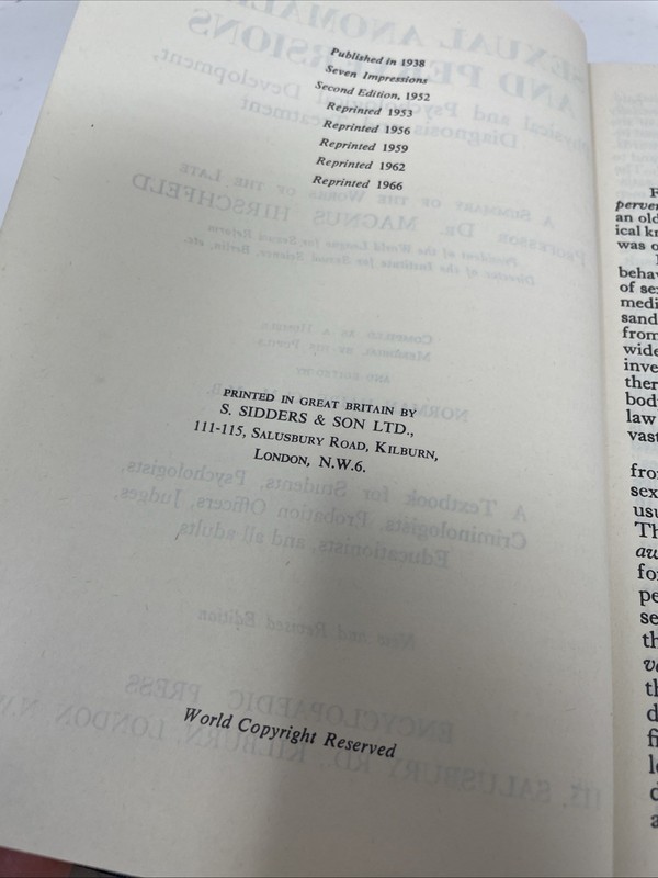 Sexual Anomalies and Perversions Magnus Hirschfeld VTG HC reprint 1966 copy rare gallery