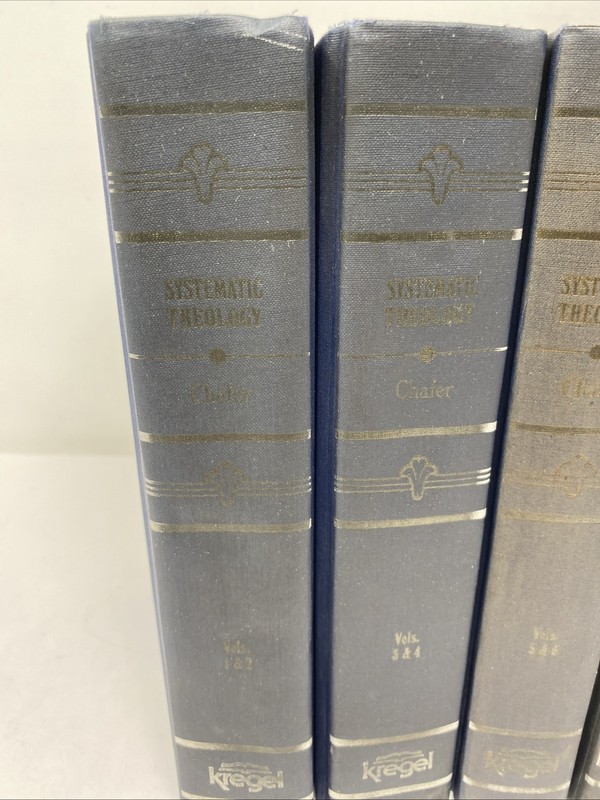 Systematic Theology Chafer 8 Volumes in 4 HC 1993 Kregel – Smoke/Fire Stained gallery