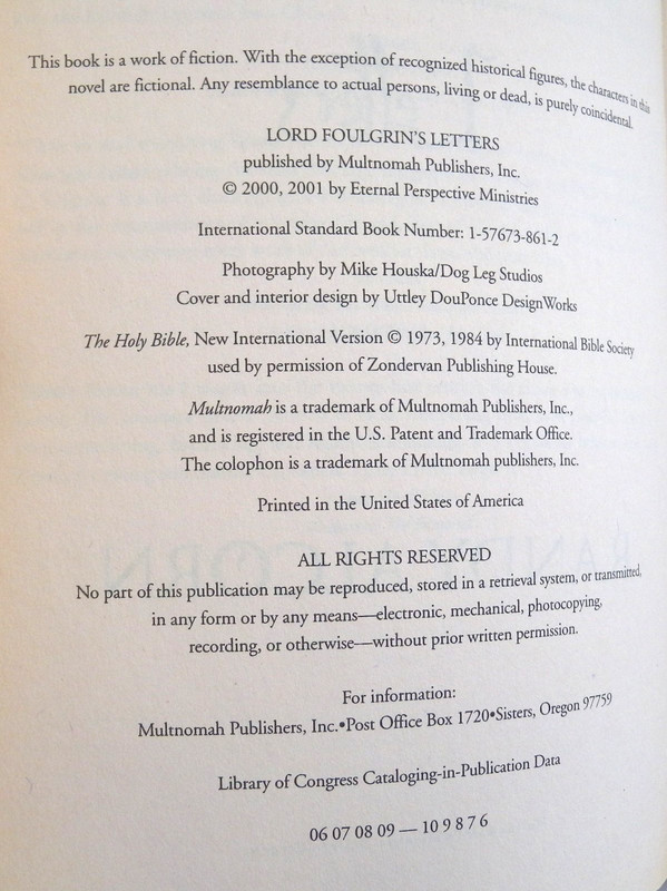 2 Novels by Randy Alcorn- The Ishbane Conspiracy & Lord Foulgrin's Letters gallery