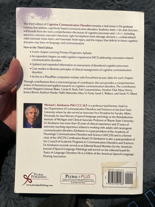 Cognitive Communication Disorders, - Paperback, by Michael L. Kimbarow Vg B-260 gallery