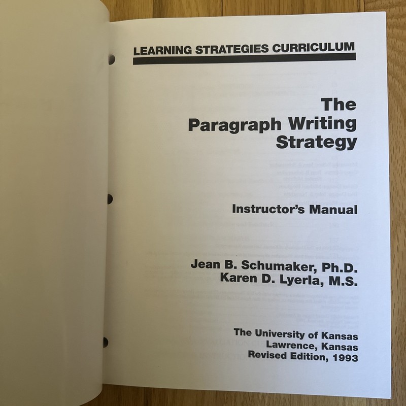 THE PARAGRAPH WRITING STRATEGY Student Lessons Schumaker gallery