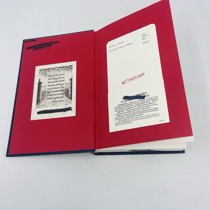 British Family Names Origin Meaning Henry Barber HC 1968 Ex-Library Genealogy gallery