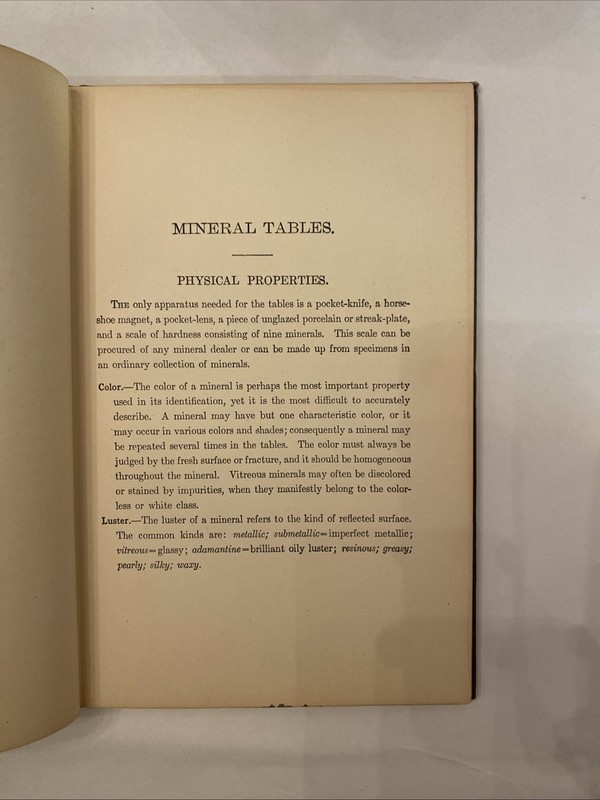 Mineral Tables Determination of Minerals by their Physical Properties Eakle 1904 gallery