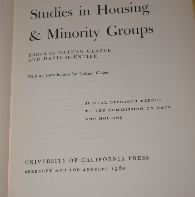 Studies in Housing and Minority Groups by Glazer & McEntire HC/DJ 1960 1st Ed. gallery