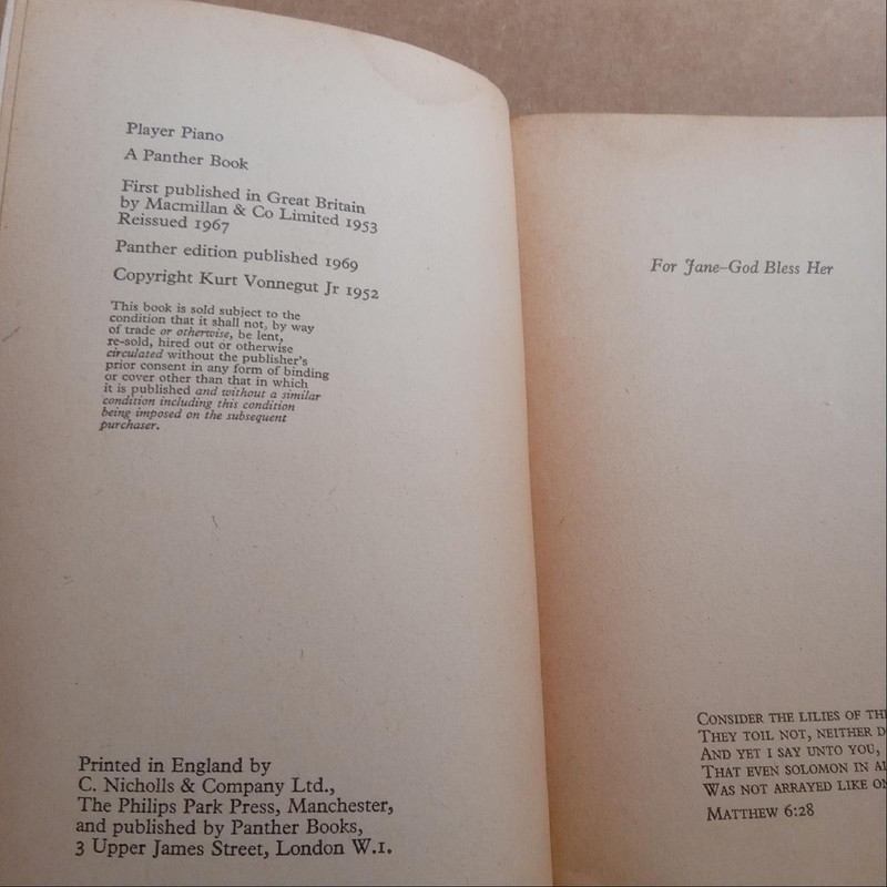 Kurt Vonnegut Jr Player Piano 1969 Panther Book United Kingdom 12mo Paperback VG gallery